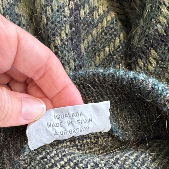 Laypun Men's Green Plaid Cardigan Wool Blend Made in Spain Medium - Picture 5 of 7